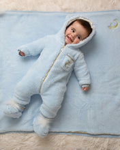 Load image into Gallery viewer, Caramelo AW23 TEDDY Romper with Bow and Gold Trim 2057150 Sky BLUE