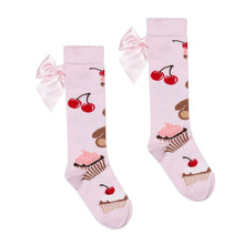 Load image into Gallery viewer, ADee AW25 Bear Print Bow Knee High Sock 914 Leah Pink Fairy