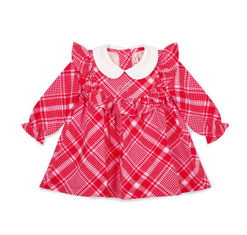 Little A AW25 Check Dress with Peter Pan Collar 407 Red Kylie