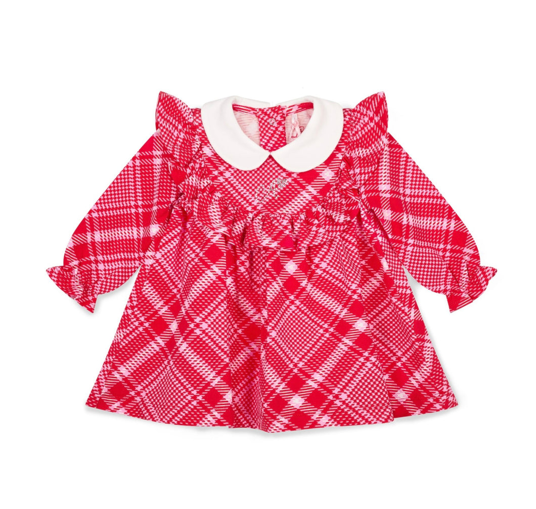 Little A AW25 Check Dress with Peter Pan Collar 407 Red Kylie