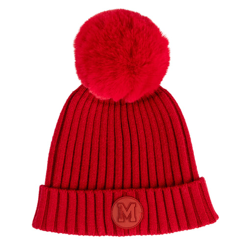 Mitch & Son AW24 Knitted Pom Pom Hat CHILL Red 519 Brooks