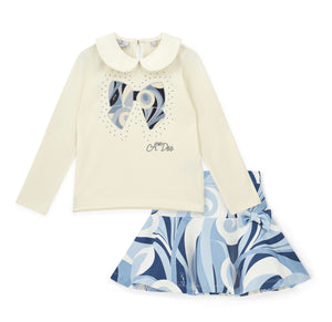ADee AW25 Swirl Print Skirt Set 528 Vintage White Nellie