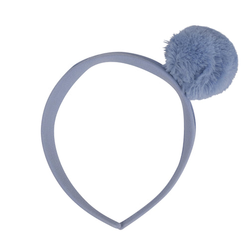 ADee AW24 Faux Fur Pom Pom Headband Iced Blue Pommy