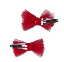 Load image into Gallery viewer, Little A AW25 Tulle Bow Hair Clips Kaylee 315 Red