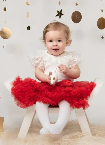 Caramelo Kids AW25 Layered Ruffle Tutu Skirt 042225 Red