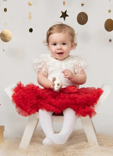 Caramelo Kids AW25 Layered Ruffle Tutu Skirt 042225 Red