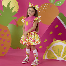 Load image into Gallery viewer, ADee SS26 Tilly Tutti Frutti Print Mix Dress 713 Bright Pink