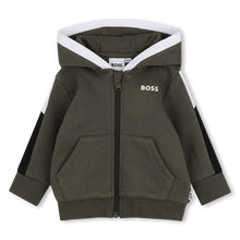 Load image into Gallery viewer, Boss AW26 Baby Boys Hooded Cardigan Olive Night