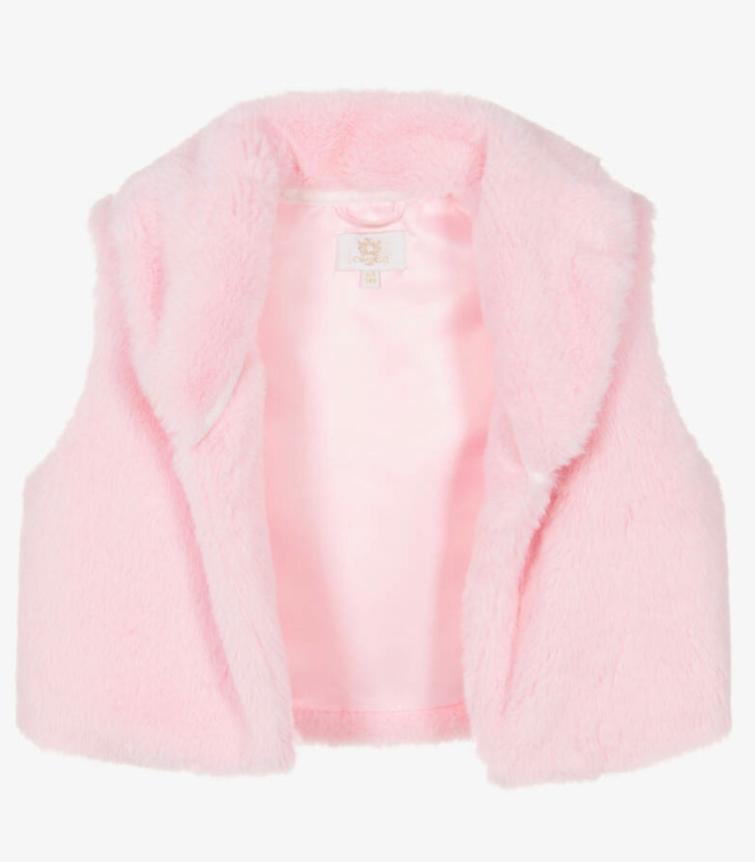 Caramelo AW25 Soft Faux Fur Gilet Pink 342257