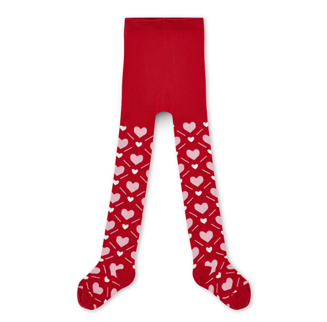 ADee AW25 Heart Print Tights 901 Lake Red