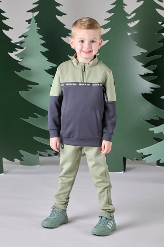 Mitch & Son Junior AW24 Half Zip Tracksuit with Tape Detail 611 Calos KHAKI