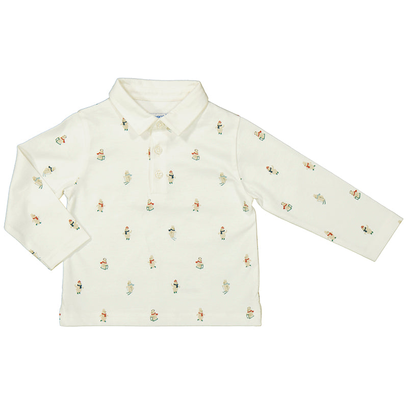 Mayoral AW24 Printed Polo Cream 2182 Baby Boy