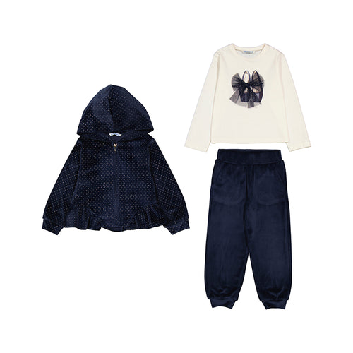Mayoral AW25 Mini Girls 3 Piece Tracksuit Set Navy 4892