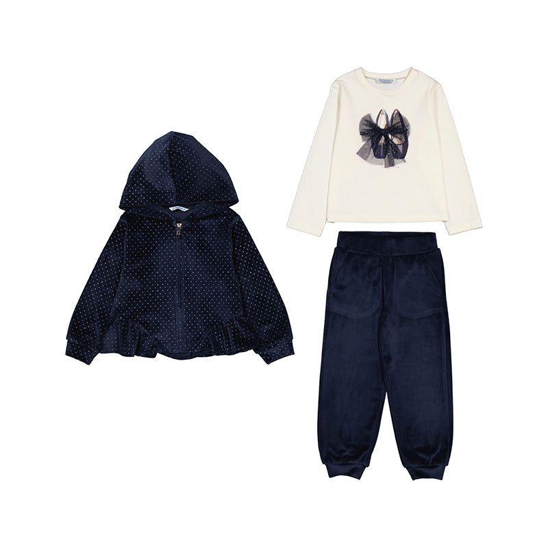 Mayoral AW25 Mini Girls 3 Piece Tracksuit Set Navy 4892