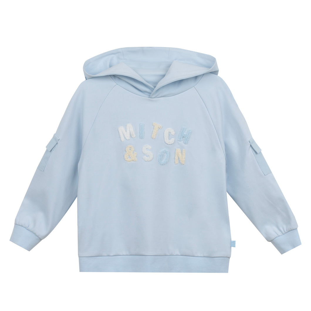 Mitch & Son AW24 Loopy Logo Hoody 413 Ascot Pale Blue