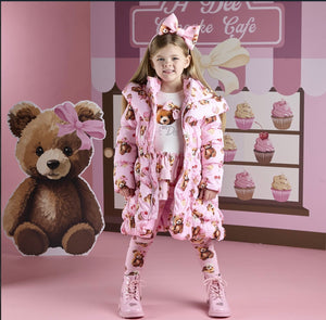 ADee AW25 Bear Print Bow Jacket 202 Lauren Pink Fairy