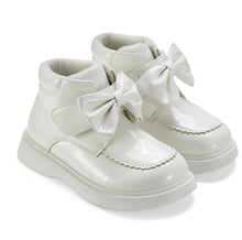 Load image into Gallery viewer, Little A AW25 Bow Boot with Velcro Strap 502 Snow White Bowe