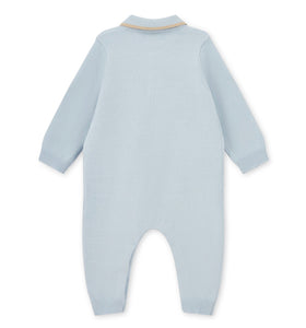 Mitch & Son AW25 Knitted Polo Romper 707 Mack Sky Blue