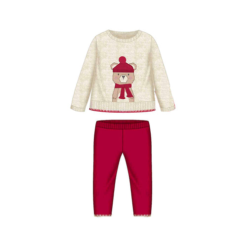 Mayoral AW25 Long Knit Trouser Set 2595 Red