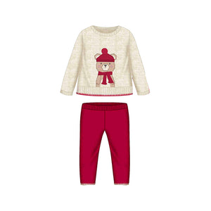 Mayoral AW25 Long Knit Trouser Set 2595 Red