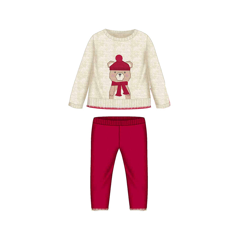 Mayoral AW25 Long Knit Trouser Set 2595 Red