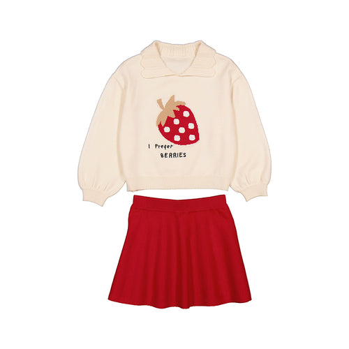 Mayoral AW25 Mini Girls Skirt Set 4932 Red
