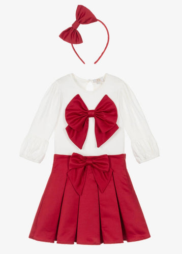Caramelo Kids AW25 Bow Skirt Set 0353237 Red