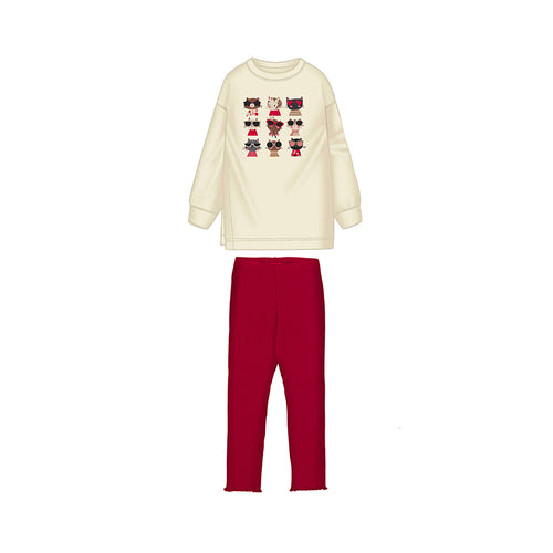 Mayoral AW25 Pullover 4722 Leggings Set Red