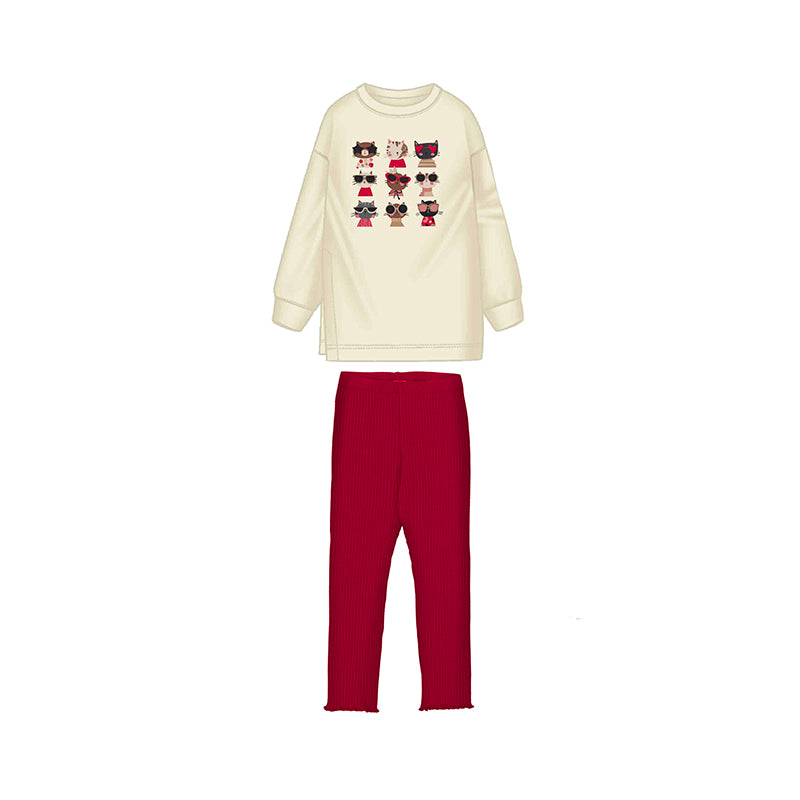 Mayoral AW25 Pullover 4722 Leggings Set Red