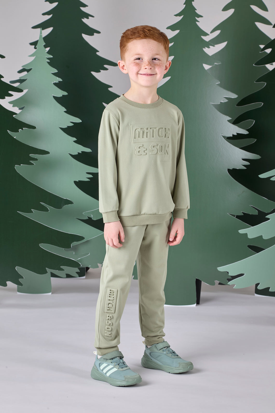 Mitch & Son Junior AW24 Embossed Tracksuit 605 Christian Khaki