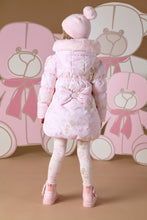 Load image into Gallery viewer, ADee AW24 Bow Faux Fur Hooded Teddy Print Jacket Stella 207 Baby Pink