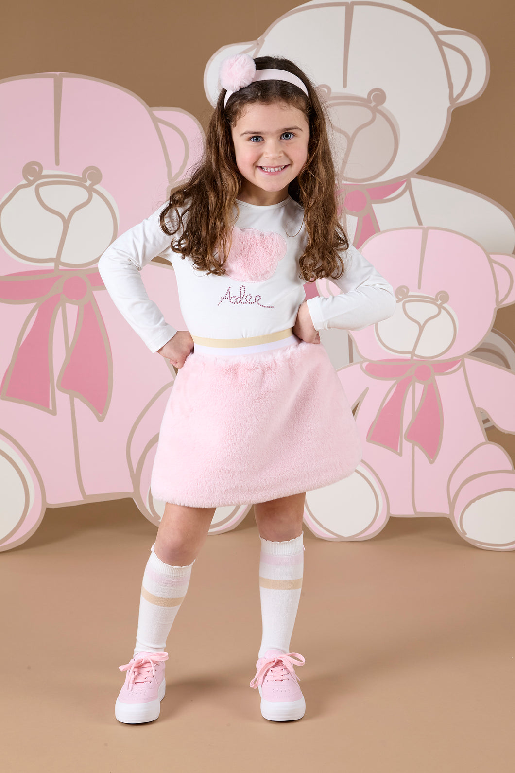 ADee AW24 Faux Fur Skirt Set baby Pink 530 Sisi