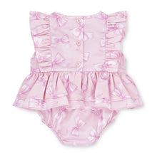Load image into Gallery viewer, Little A SS26 Odessa Bow Print Romper 110 Pink Blossom