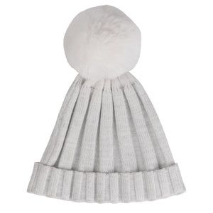 ADee AW24 Knitted Lurex Pom Pom Hat 908 Paola Snow White