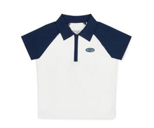 Load image into Gallery viewer, Mitch &amp; Son SS25 JNR Harvey Nylon Sleve Polo - Bright White Navy