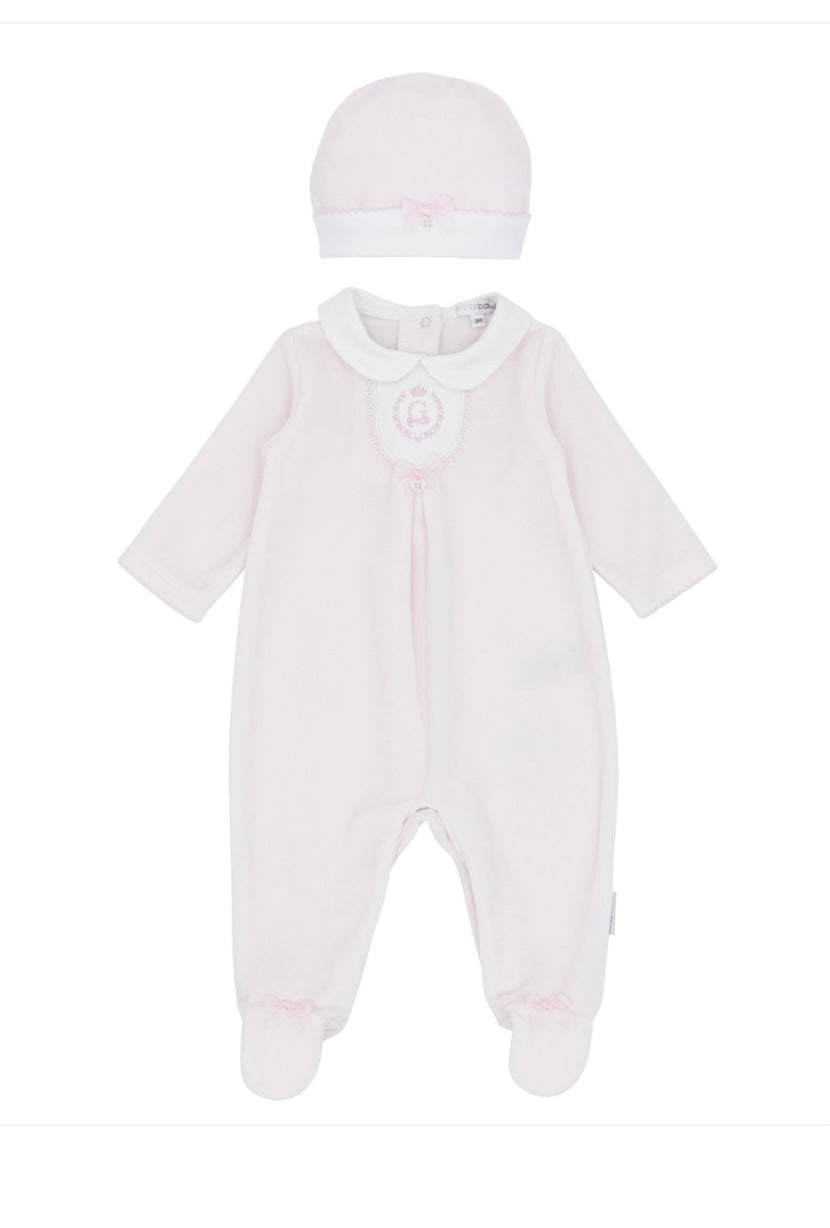 Blues Baby AW25 Pink Velour Babygrow BB2072 ALMELO