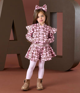 ADee AW25 Initial Icon Melody Initial Print Bomber - Chocolate Brown