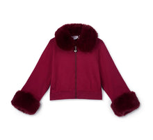 Load image into Gallery viewer, ADee AW26  Audrey Fur Trim Bomber 309 Deep Cherry