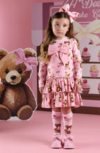 Load image into Gallery viewer, ADee AW25 Bear Print Triple Frill Dress with bow detail Pink Fairy 710 Liberty