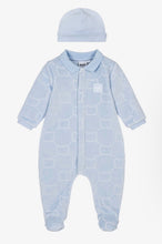Load image into Gallery viewer, Boss AW26 Boys Blue Velour Babysuit Gift Set