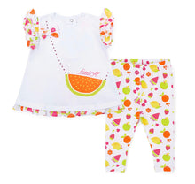 Load image into Gallery viewer, Little A SS26 Palmer 205 Fruit Print Legging Set  Bright White