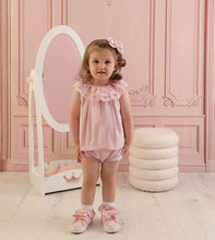 Load image into Gallery viewer, Little A SS26 Olga 109 Romper with Broderie Anglaise Collar Pink Blossom