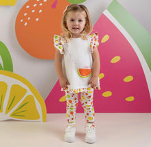Load image into Gallery viewer, Little A SS26 Palmer 205 Fruit Print Legging Set  Bright White