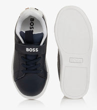 Load image into Gallery viewer, Boss AW26 Boys Navy Blue Monogram Pattern Trainers