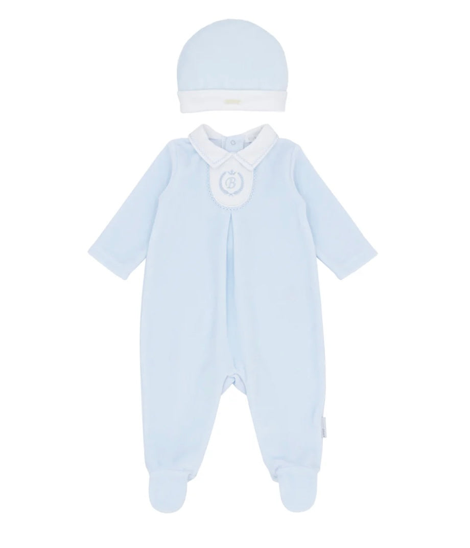 Blues Baby AW25 Blue Velour Babygrow BB2064 Eindhoven