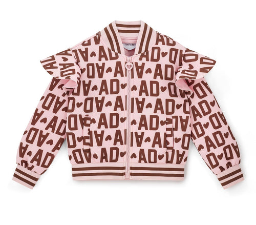 ADee AW25 Initial Icon Melody Initial Print Bomber - Chocolate Brown