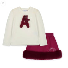 Load image into Gallery viewer, ADee AW26 Andrea Fur Skirt Set 530 Deep Cherry
