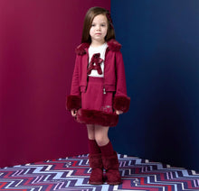Load image into Gallery viewer, ADee AW26  Audrey Fur Trim Bomber 309 Deep Cherry