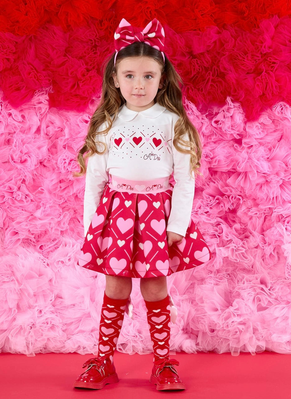 ADee AW25 Love Story Lyla Heart Print Skirt Set X 2 - Snow White