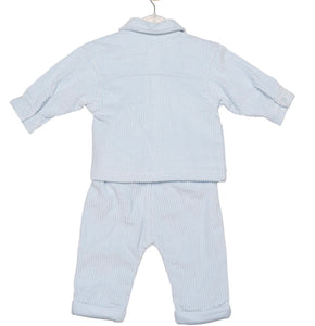 Mintini AW25 Top, Trouser & Shirt - White/ Blue- Courdroy